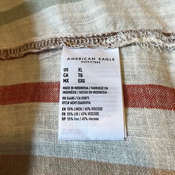 American Eagle Striped Linen Button Down - Picture 5 of 6